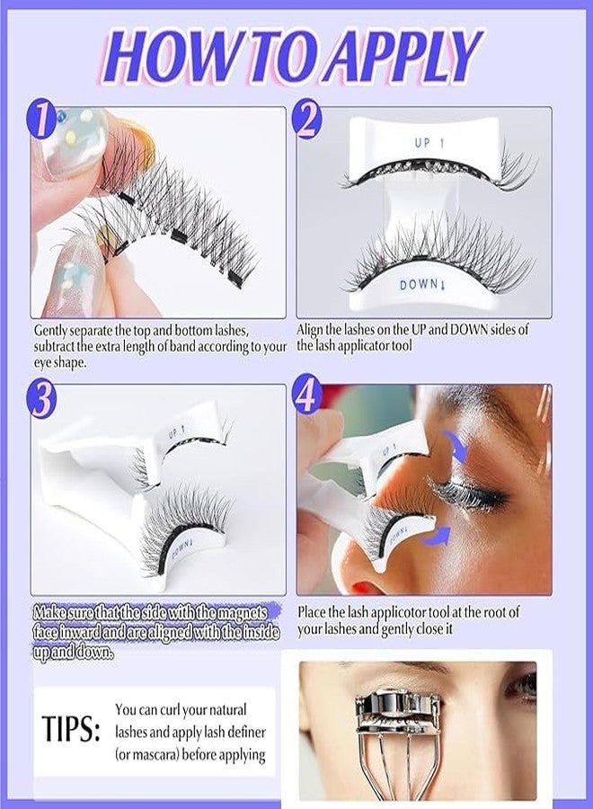 VishBin Magnetic Eyelashes with Applicator Reusable Natural Look Magnetic Eyelashes without Eyeliner No Glue Needed Lashes with Magnets Cat Eye False Eyelashes - Image 3