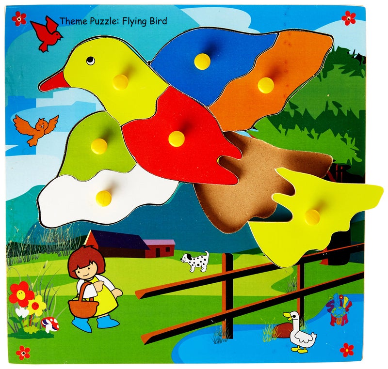 Skillofun Wooden Puzzle Flying Bird Knobs, Colorful Educational Puzzle with Self-Corrective Design - Perfect for Kids 24 Months to 5 Years, Eco-Friendly and Non-Toxic Toy Promoting Fun & Learning - Image 2