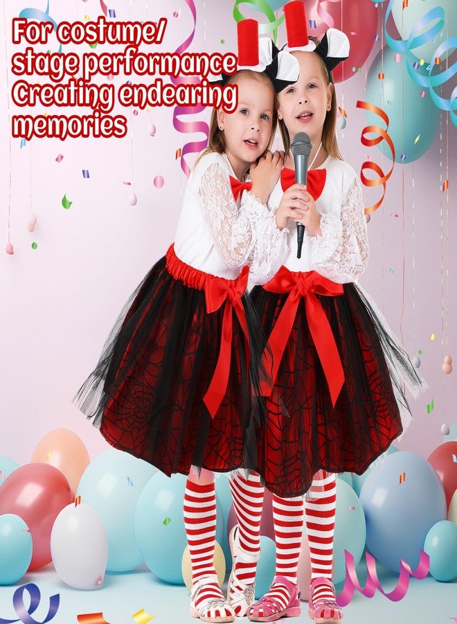 Toulite 10 Pcs Girls Cat Costume Set for Child Include 2 Tulle Tutu Skirt, 2 Child Headband, 2 Bow Tie, 2 Cat Tail and 2 Pairs Striped Tights - Image 4