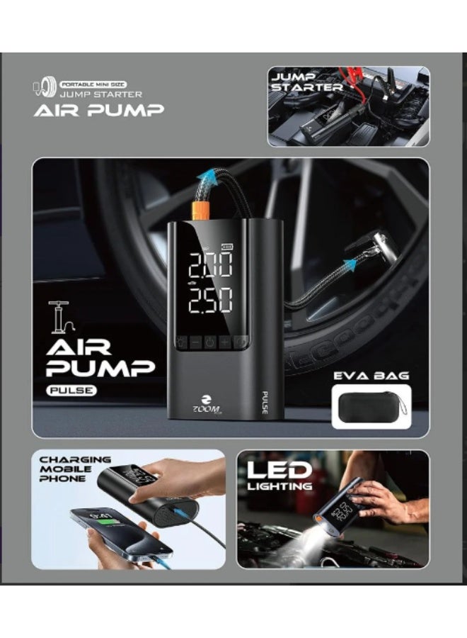 زوم بلس جهاز بدء تشغيل محمول وبنك طاقة للطوارئ للسيارات مزود بضاغط هواء وكابلات شحن - Image 1