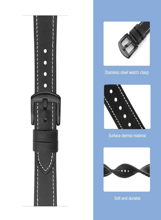 C2D JOY Leather & Silicone Mixed Strap Compatible with vivosmart 5 Replacement Watch band with New Transparent Case M/L-Black - Image 3