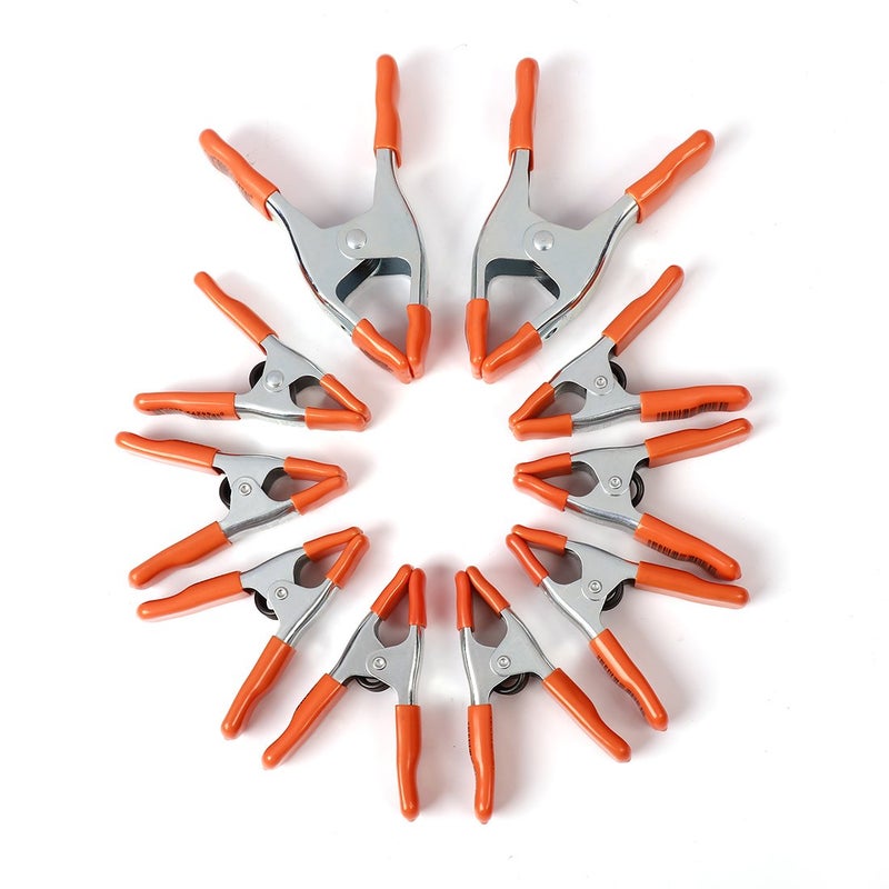 Pony 6-inch, 4-inch Heavy Duty Metal Spring Clamps Set, 2-inch, 1-inch Jaw opening, with Protective Handles and Tips, 10-piece - Image 1