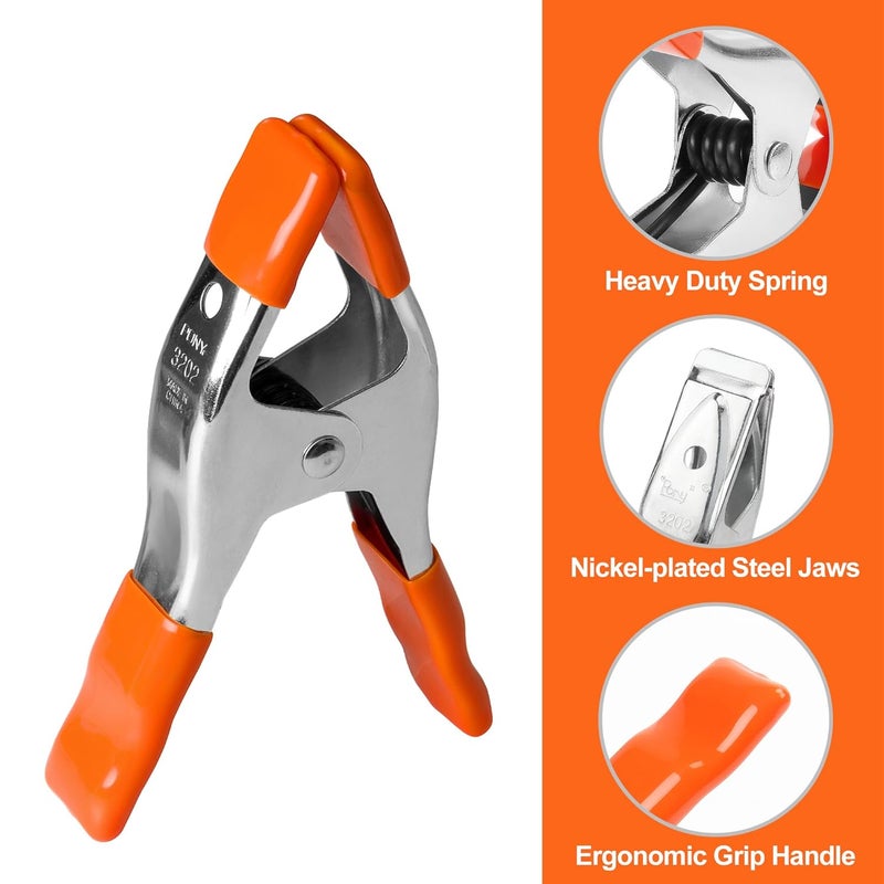 Pony 6-inch, 4-inch Heavy Duty Metal Spring Clamps Set, 2-inch, 1-inch Jaw opening, with Protective Handles and Tips, 10-piece - Image 3