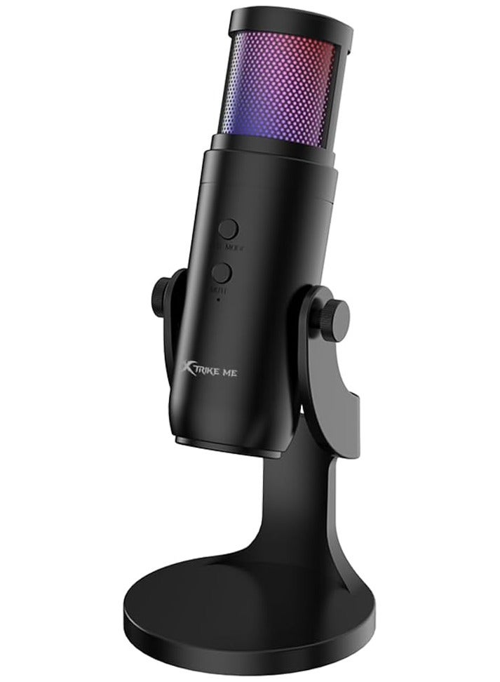 XTRIKE ME XMC03 USB RGB Gaming Streaming Microphone Live Streaming Desktop Omnidirectional mic - 12 RGB Lighting Modes - 360 Degree rotatable body - Shielded Cable For PC - Image 1