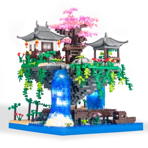 Vziimo Cherry Blossom Bonsai Tree Micro Building Block Set Chinese Architecture Peach Blossom Pond Kits Japanese Sakura Tree Valentines Day Gifts for Adults Age 14 2705Pieces - Image 1