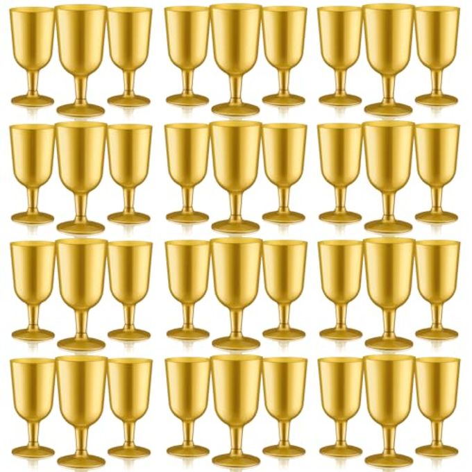 Jingmore 96 Pcs Disposable Plastic Wine Glasses 7 oz Plastic Goblets Party Wine Cups Hard Drinking Glasses with Stem Stackable Goblets Champagne Flutes for Wedding Toasting Birthday Party Supplies