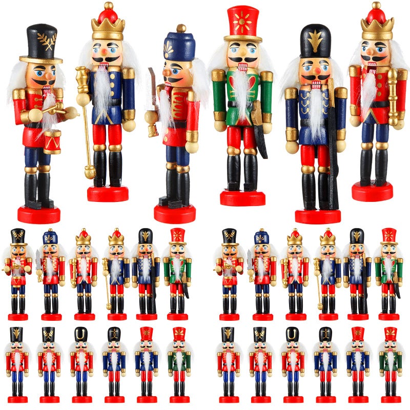 Aoriher Christmas Nutcracker Ornament Small Wooden Soldier Hanging Decorations Nutcracker Figure Ornament for Christmas Figure Decoration24 Pcs