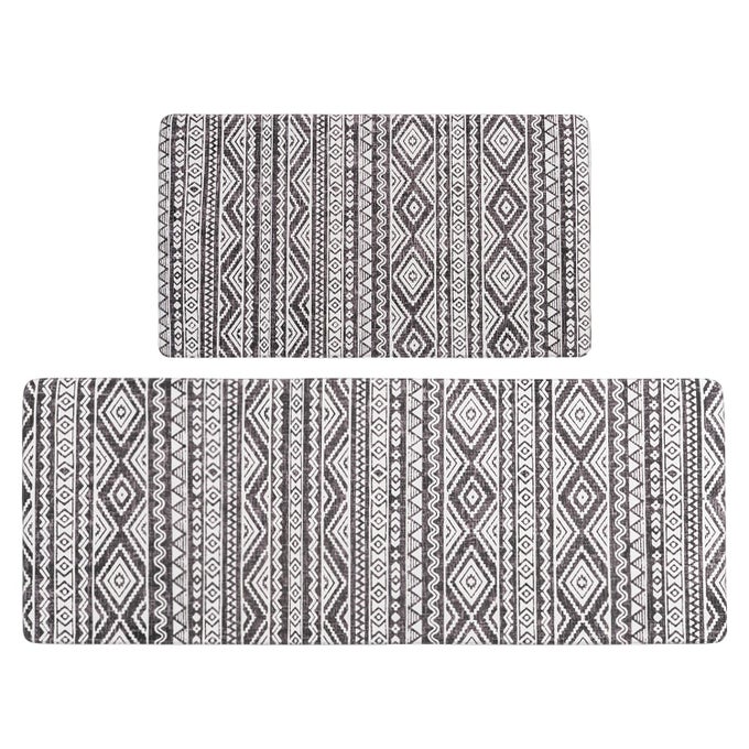 ANTI FATIGUE KITCHEN MATS FOR FLOOR 2 PIECE SET WATERPROOF NONSKID BOHO KITCHEN RUGS CUSHIONED KITCHEN MAT FOR STANDING WASHABLE COMFORT DESK KITCHEN RUNNERS 17X3017X47