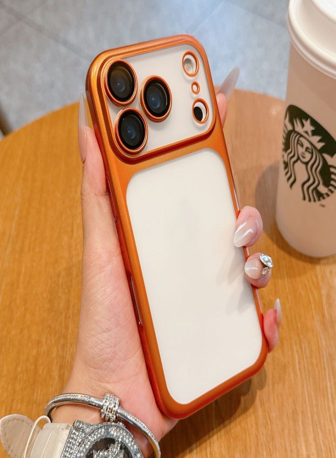 AROAQ iPhone 17 Pro Max Case – Thin Matte Frosted PC Electroplated Protective Cover, Slim & Stylish Original Design , Orange