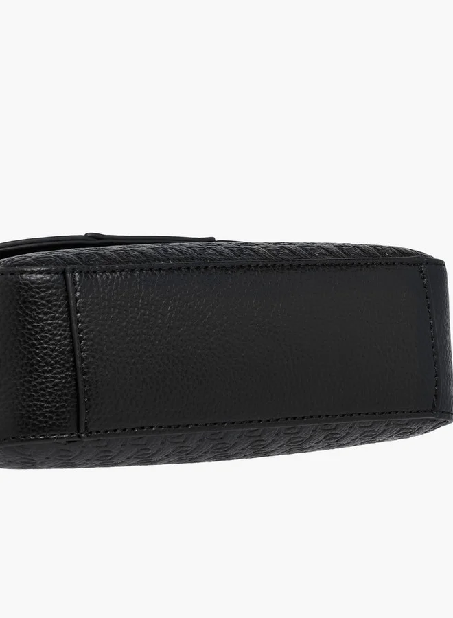 Paprika Monogram Embossed Satchel Bag with Button Closure