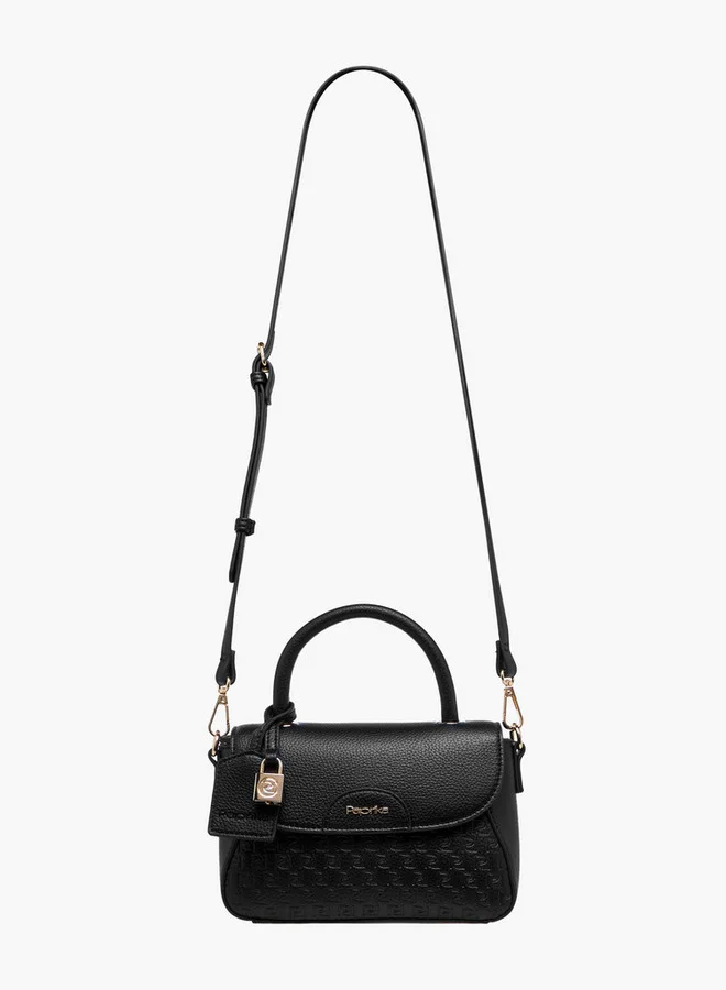 Paprika Monogram Embossed Satchel Bag with Button Closure