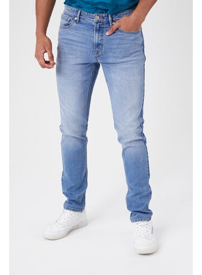 FOREVER 21 بنطال جينز سكيني بنمط ستون ووش  - Image 2