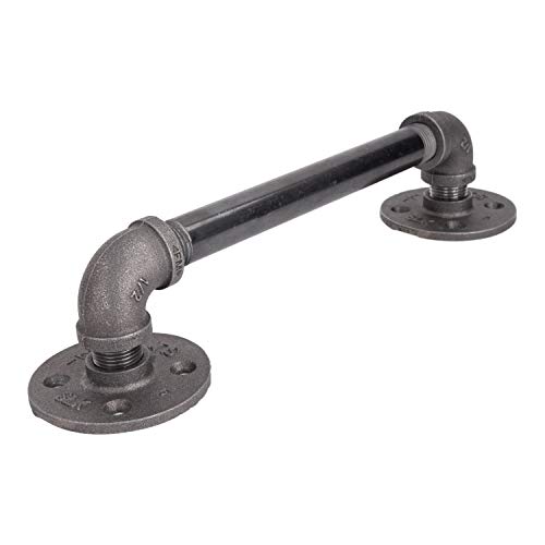 PIPE DECOR Rustic Industrial Pipe Décor Barn Door Handle, 8 inch - Authentic Industrial Steel Grey Iron Fittings, Flanges and Pipes for Custom Vintage Hanging Doors, DIY Kit with Hardware - Image 5