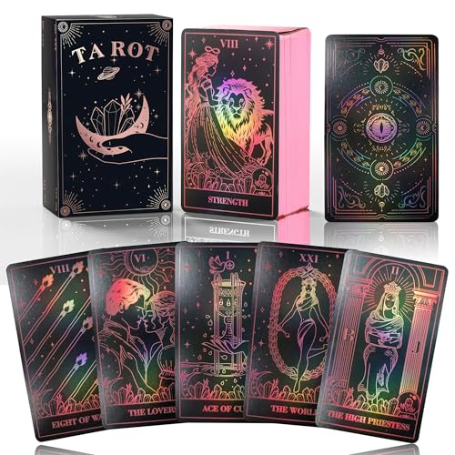 WJPC Rose Gold Edge Foil Tarot Card Decks Set with GuidebookGift Box for Beginner Expert Fortune Telling Game Cards for Tarot Decks Rose Gold Edge - Image 1