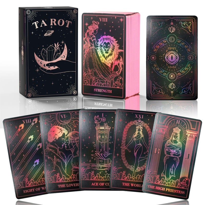 WJPC Rose Gold Edge Foil Tarot Card Decks Set with GuidebookGift Box for Beginner Expert Fortune Telling Game Cards for Tarot Decks Rose Gold Edge - Image 3