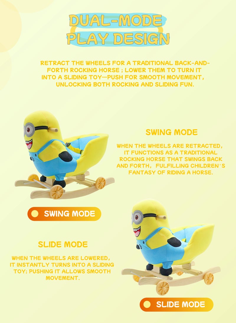 EASY FUTURE 2-in-1 Plush Rocking ME2 with Wheels Ride-On Rocker & Slider Toy for Toddlers and Kids - Image 3