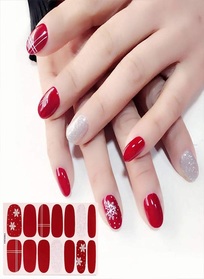 SILPECWEE 14 Sheets Christmas Nail Polish Strips for Women Self Adhesive Nail Stickers Full Nail Wraps Nail Strips Real Nail Polish Nail Art Stickers with 1pc Nail File - Image 3