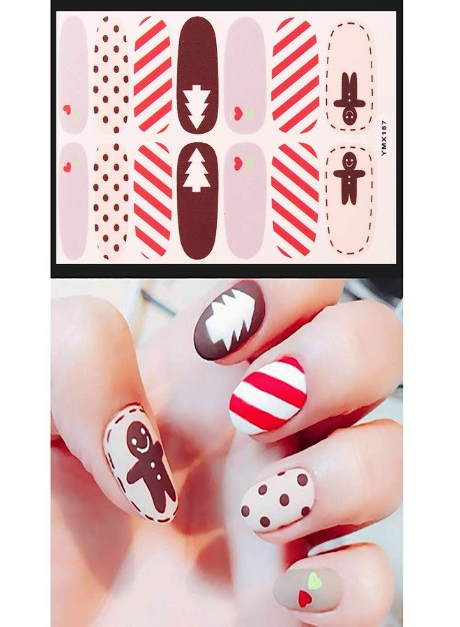 SILPECWEE 14 Sheets Christmas Nail Polish Strips for Women Self Adhesive Nail Stickers Full Nail Wraps Nail Strips Real Nail Polish Nail Art Stickers with 1pc Nail File - Image 2