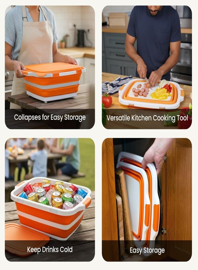 Havenity BBQ Prep Tub 2 Pack (8L+16L) - Multifunctional Collapsible Camping Cutting Board with Upgraded Locking Lid, Meal Prep Meat Storage Container Perfect for Grilling, Outdoor (Large + XL) - Image 5