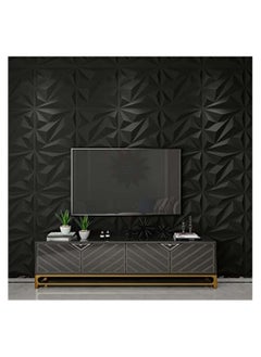 SYOSI 10Pcs Decorative 3D Wall Panels in Diamond Design 3D Wall Panel Diamond for Interior Wall Décor PVC Flower Textured Wall Panels for Living Room Lobby Bedroom Hotel Office Black 30 * 30cm  - Image 2