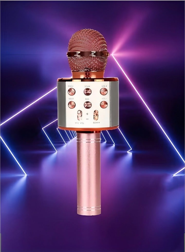 DUNISO Wireless Bluetooth Karaoke Microphone Portable Handheld Karaoke Microphone Speaker Player Recorder For All Smartphones Microphone Speaker For Girls Boys Kids Childrens Adults(Rose Gold)  - Image 1