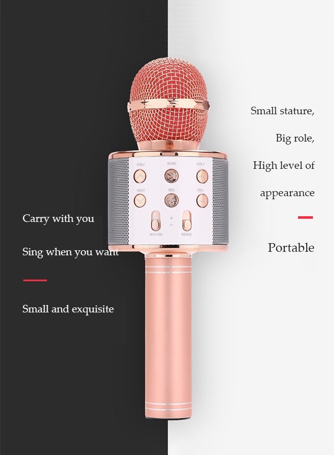DUNISO Wireless Bluetooth Karaoke Microphone Portable Handheld Karaoke Microphone Speaker Player Recorder For All Smartphones Microphone Speaker For Girls Boys Kids Childrens Adults(Rose Gold)  - Image 4