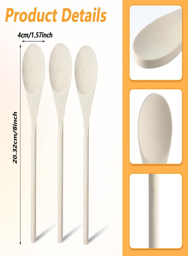 Limbeuuu 50 Pcs 8 Inch Wooden Spoons Bulk Gifts for Mom Cooking Kitchen Wooden Serving Spoons for Crafts Oval Sauce Soup Stirring Ladle for Kitchen Baking Mixing Serving - Image 2
