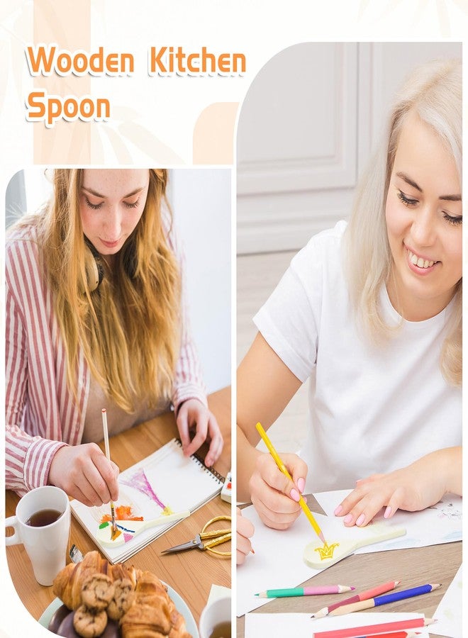 Limbeuuu 50 Pcs 8 Inch Wooden Spoons Bulk Gifts for Mom Cooking Kitchen Wooden Serving Spoons for Crafts Oval Sauce Soup Stirring Ladle for Kitchen Baking Mixing Serving - Image 5