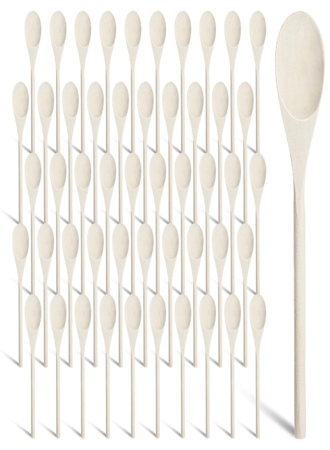 Limbeuuu 50 Pcs 8 Inch Wooden Spoons Bulk Gifts for Mom Cooking Kitchen Wooden Serving Spoons for Crafts Oval Sauce Soup Stirring Ladle for Kitchen Baking Mixing Serving - Image 1