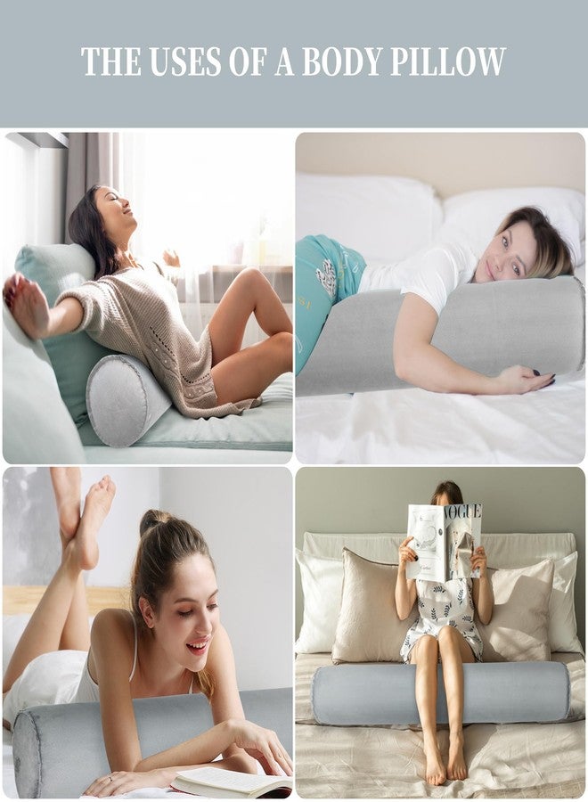 ONTYZZ وسادة الجسم القصيرة القابلة للنفخ من أونتيز، وسادة قصيرة للسرير، وسادة بيضاوية داعمة لنوم مريح ودعم الظهر والرقبة، قطعة واحدة رمادية - Image 5