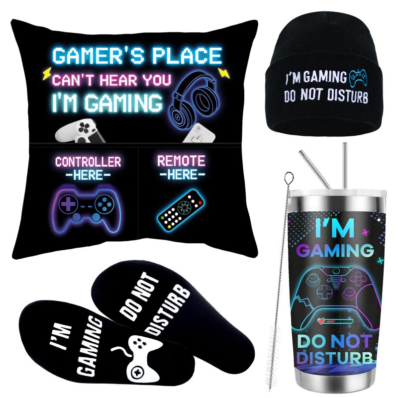 Golden Associate Golden Associate Gamer GiftsTumbler Mug Socks Beanie Hat Pillow Cover SetGifts for Teen Boys Teenagers Men