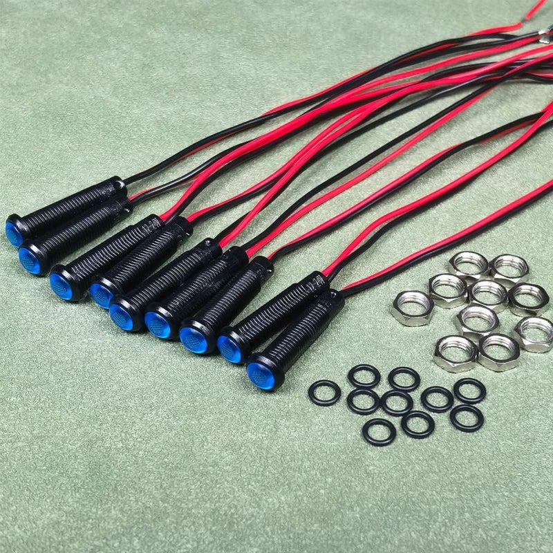 Gebildet 10pcs LED Plastic Indicator Pilot Light 110-220V Mounting Hole Size 6mm(Blue) - Image 2
