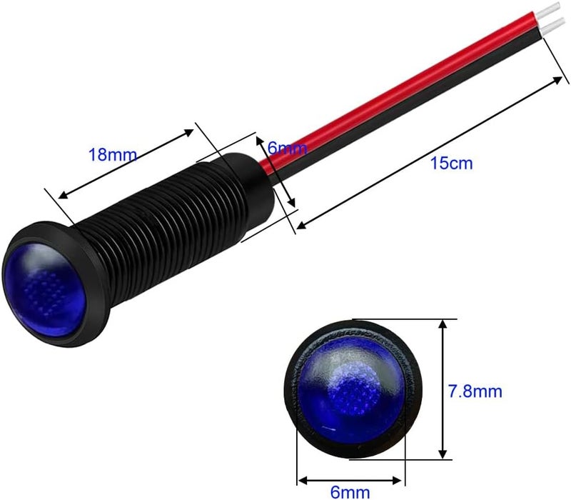 Gebildet 10pcs LED Plastic Indicator Pilot Light 110-220V Mounting Hole Size 6mm(Blue) - Image 5