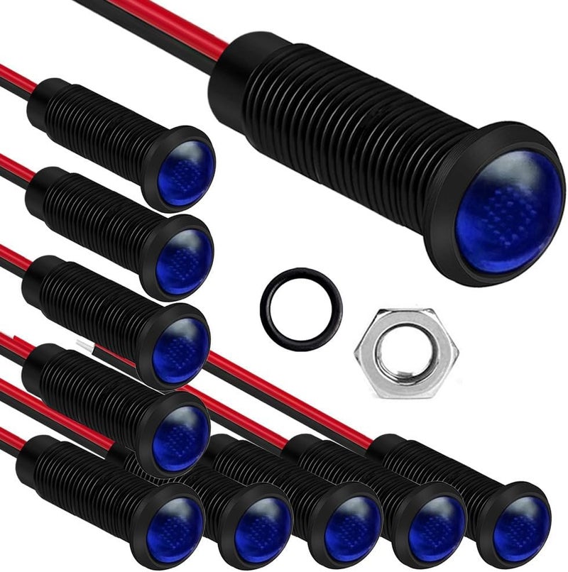 Gebildet 10pcs LED Plastic Indicator Pilot Light 110-220V Mounting Hole Size 6mm(Blue) - Image 1