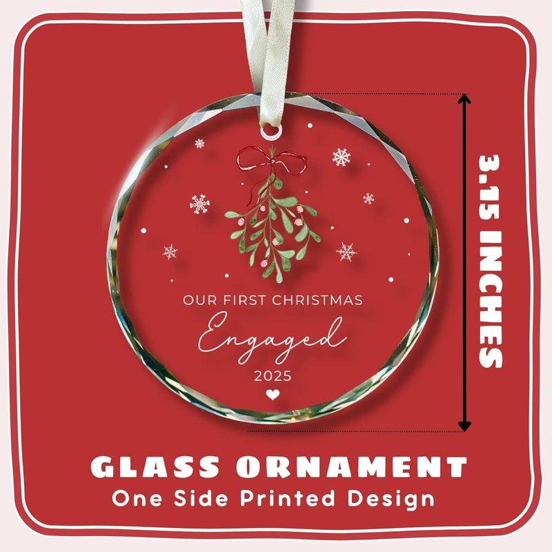 TEEBIM Engagement Gifts for Couples - Engagement Gifts for Women, Her, Bride to Be, Couple - Just Engaged Gift for Her, Friends - Engaged Ornament 2025 - Newly Fiance Gift for Her - Glass Ornament - Image 2