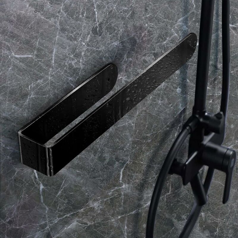 No Drilling Towel Rack - 37cm Thick Adhesive Bathroom Towel Rack - Wall Mounted - No Drilling Towel Rack for Kitchen or Bathroom (Black) - Image 4