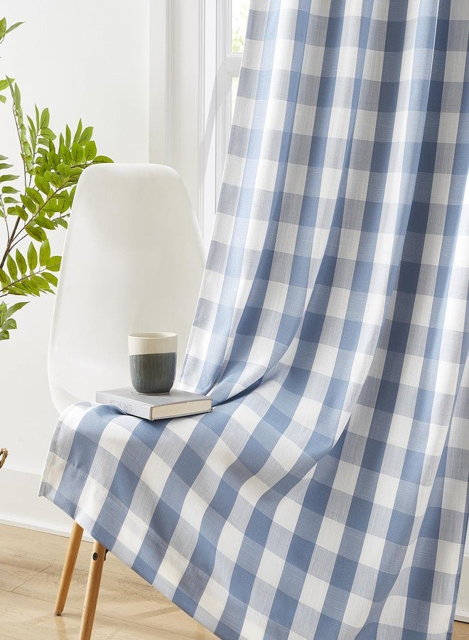 Amzdecor Blue White Buffalo Plaid Full Blackout Curtains 84 Inch Long for Bedroom Living Room Farmhouse Check Patterned Drapes Thermal Insulated Soundproof Grommet Window Treatment, 2 Panels, 40"x84" - Image 2