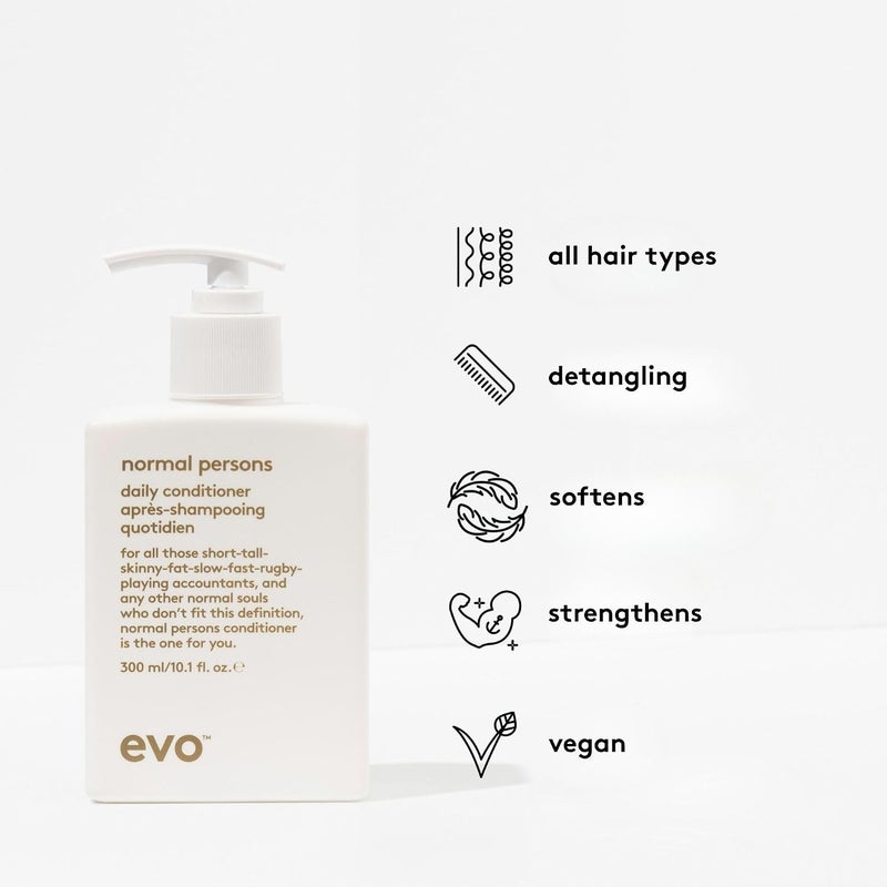 EVO Normal Persons Daily Conditioner Mild for All Hair Types Especially for Normal and Oily Hair Stimulates the Scalp Vegan SulphateFree 300 ml - Image 3