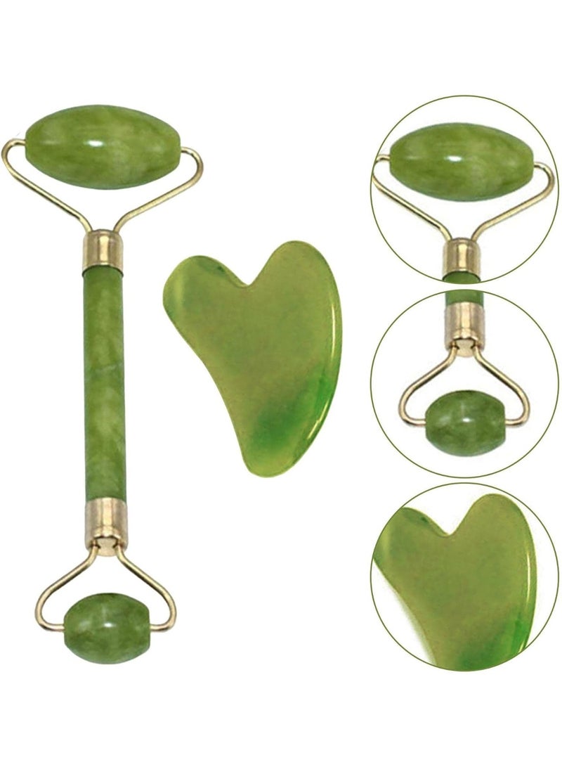 Jade Facial Roller and Natural Himalayan Gua Sha Tool for Face and Neck for Wrinkle Treatment and Serum Application -281 - Image 5