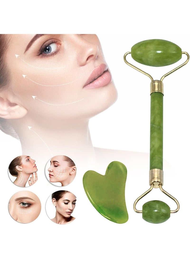 Jade Facial Roller and Natural Himalayan Gua Sha Tool for Face and Neck for Wrinkle Treatment and Serum Application -281 - Image 4