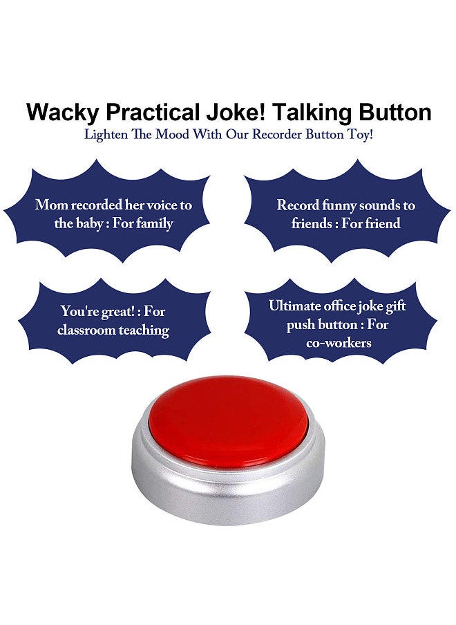 30 Seconds Recordable Talking Button Voice Custom Playback Recording Sound Buttons for Dogs Kids Toy Gift Answer Buzzers Parent-Child Interactive Party Noise Makers
