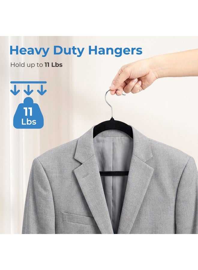 Smartor Black Velvet Hangers 50 Pack, Non Slip Clothes Hangers with Shoulder Notches, Premium Slim Space Saving Felt Hanger for Closet Organizers and Storage, Heavy Duty Hanger for Coat - Image 4