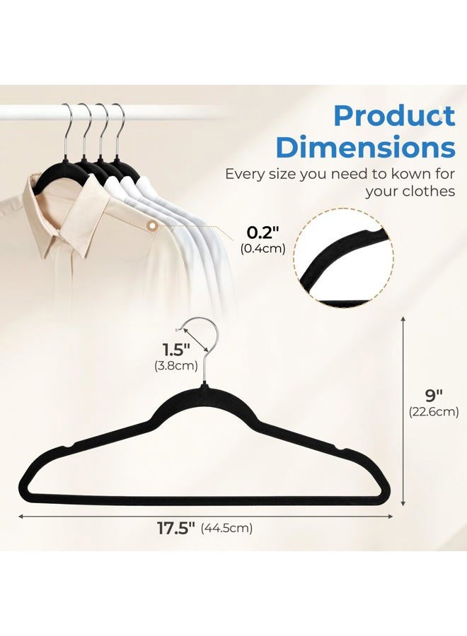 Smartor Black Velvet Hangers 50 Pack, Non Slip Clothes Hangers with Shoulder Notches, Premium Slim Space Saving Felt Hanger for Closet Organizers and Storage, Heavy Duty Hanger for Coat - Image 5