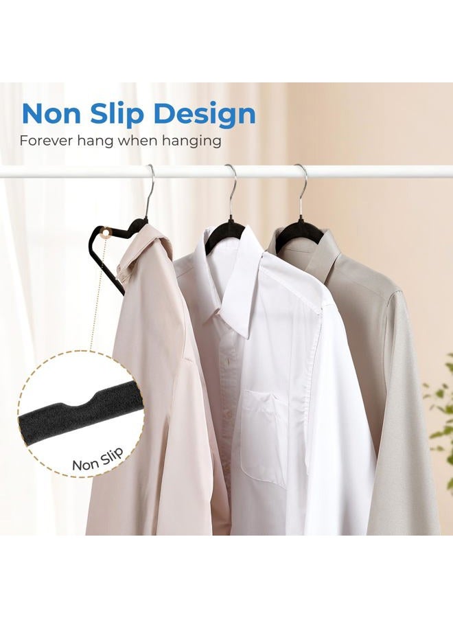 Smartor Black Velvet Hangers 50 Pack, Non Slip Clothes Hangers with Shoulder Notches, Premium Slim Space Saving Felt Hanger for Closet Organizers and Storage, Heavy Duty Hanger for Coat - Image 2