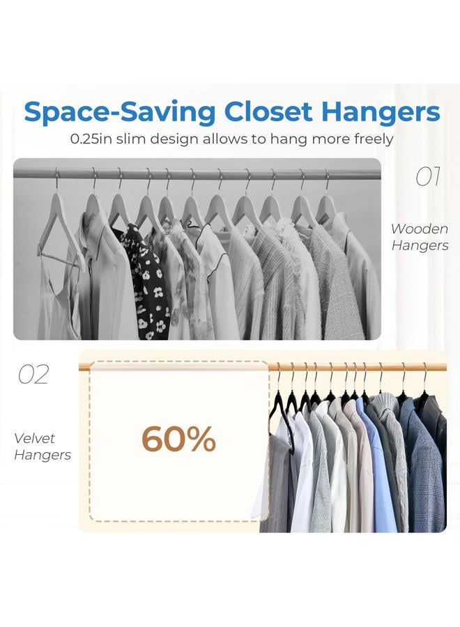Smartor Black Velvet Hangers 50 Pack, Non Slip Clothes Hangers with Shoulder Notches, Premium Slim Space Saving Felt Hanger for Closet Organizers and Storage, Heavy Duty Hanger for Coat - Image 3