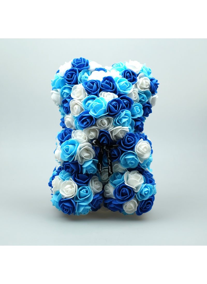 Generic Valentines 25cm Rose Bear Gift Box Blue + pvc gift box 