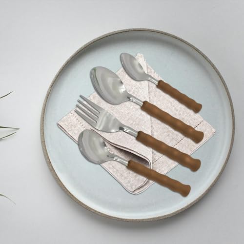 Parage 25 Pieces Stainless Steel Cutlery Set with Storage Box/Spoon Set/Spoon Stand for Kitchen and Dining Table (Contains: 6 Table Spoons, 6 Forks, 6 Soup Spoons, 6 Tea Spoons, 1 Stand) (Brown) - Image 2