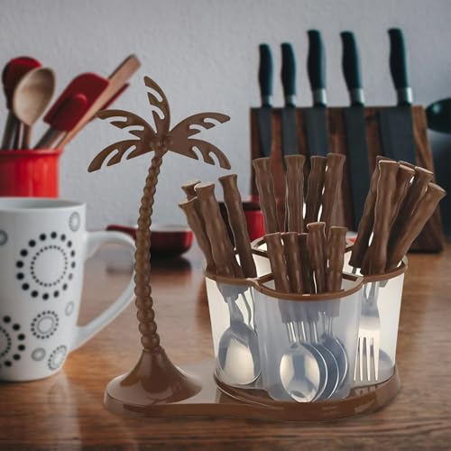 Parage 25 Pieces Stainless Steel Cutlery Set with Storage Box/Spoon Set/Spoon Stand for Kitchen and Dining Table (Contains: 6 Table Spoons, 6 Forks, 6 Soup Spoons, 6 Tea Spoons, 1 Stand) (Brown) - Image 4