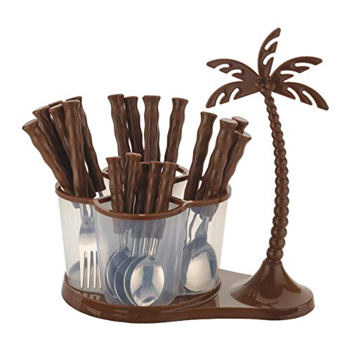Parage 25 Pieces Stainless Steel Cutlery Set with Storage Box/Spoon Set/Spoon Stand for Kitchen and Dining Table (Contains: 6 Table Spoons, 6 Forks, 6 Soup Spoons, 6 Tea Spoons, 1 Stand) (Brown) - Image 1