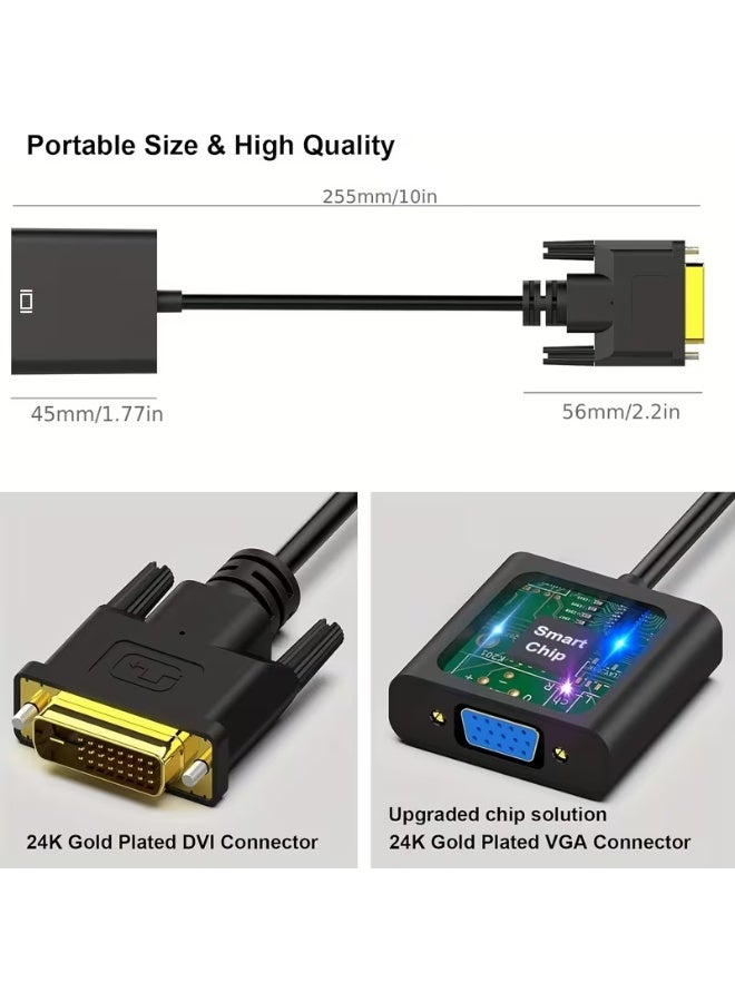 كابل محول بدقة Full HD 1080P: محول من DVI-D (25 سنًا) إلى VGA، ومحول DVI-D (24+1) إلى VGA (من ذكر إلى أنثى) لأجهزة الكمبيوتر المكتبية والمحمولة. - Image 1